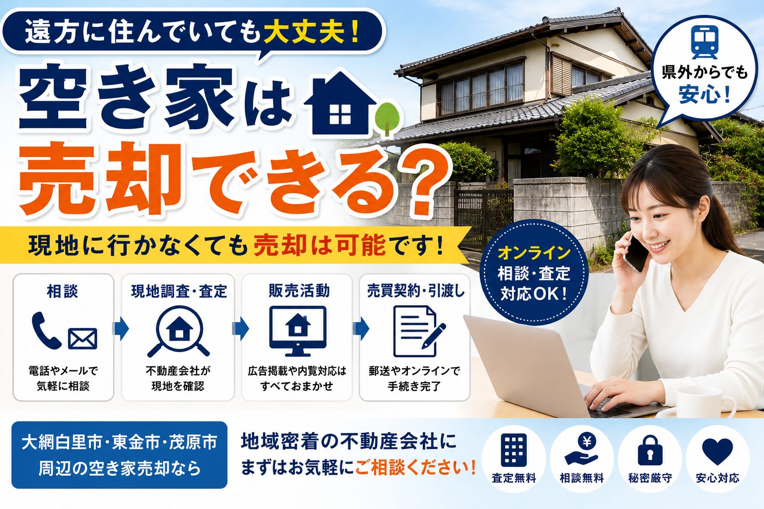 遠方に住みながら空き家売却について相談するイメージ